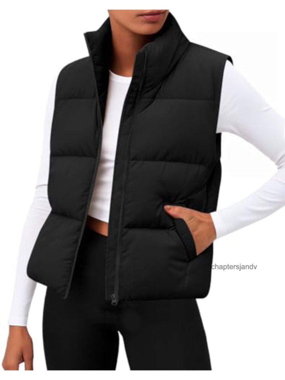 Womens Lightweight Puffer Vest Cropped Quilted Zip Warm Coat